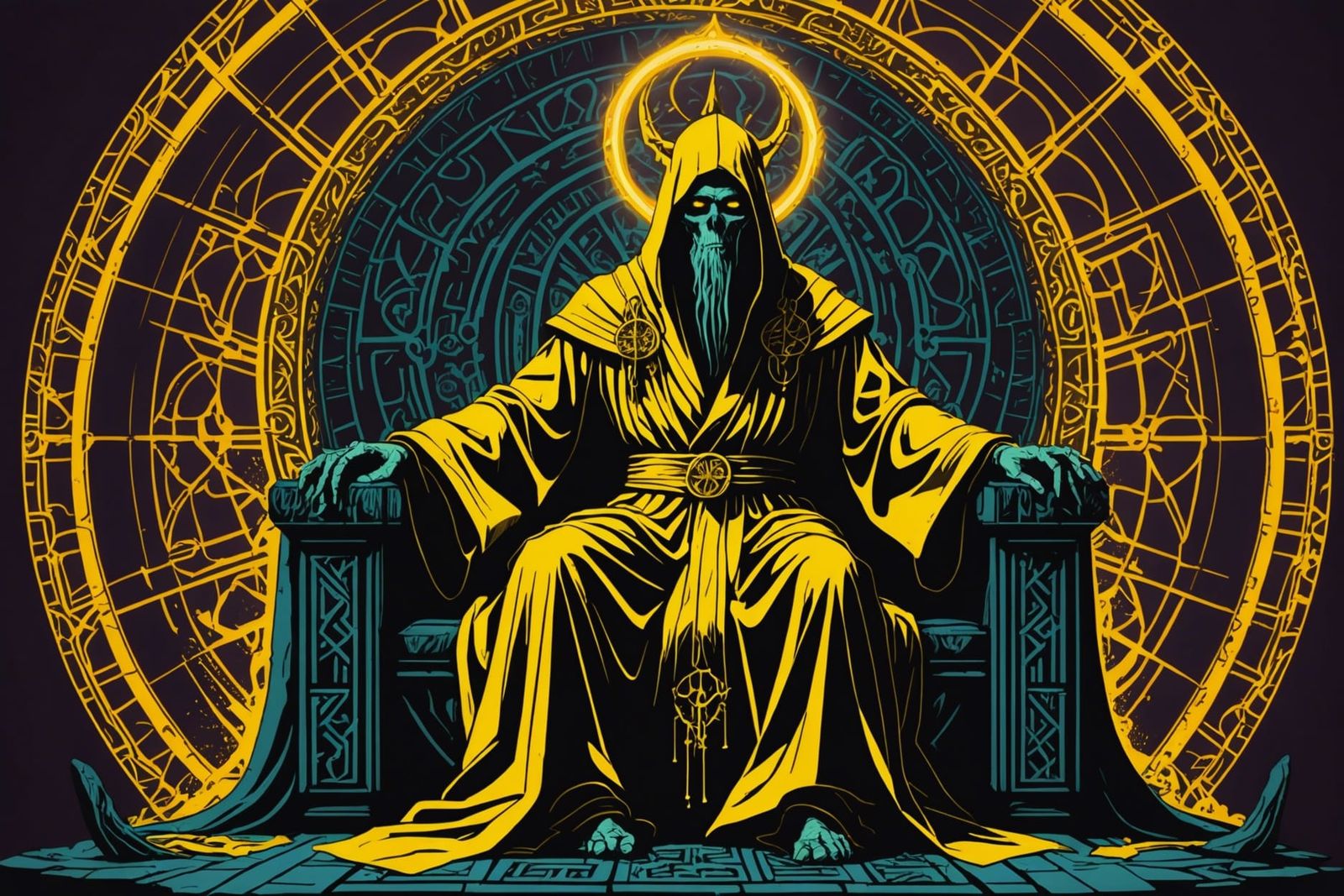 Hastur on Throne: Dark Fantasy Digital Art