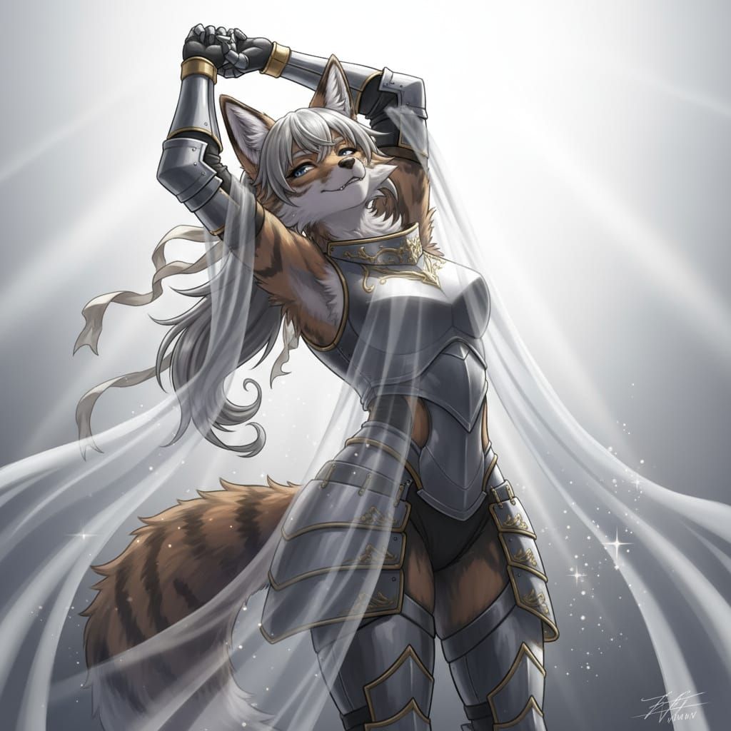 Anthropomorphic Fox Knight in Anime Style