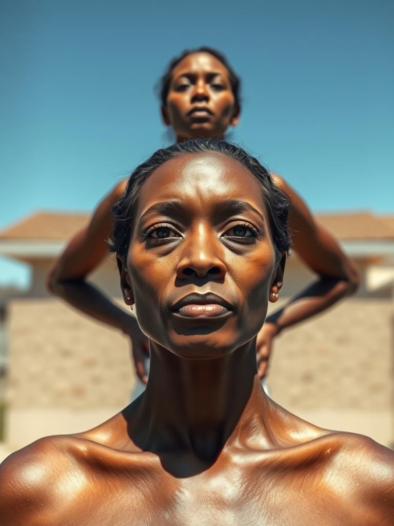 Resilient Woman Stands Strong in Striking Sunlight