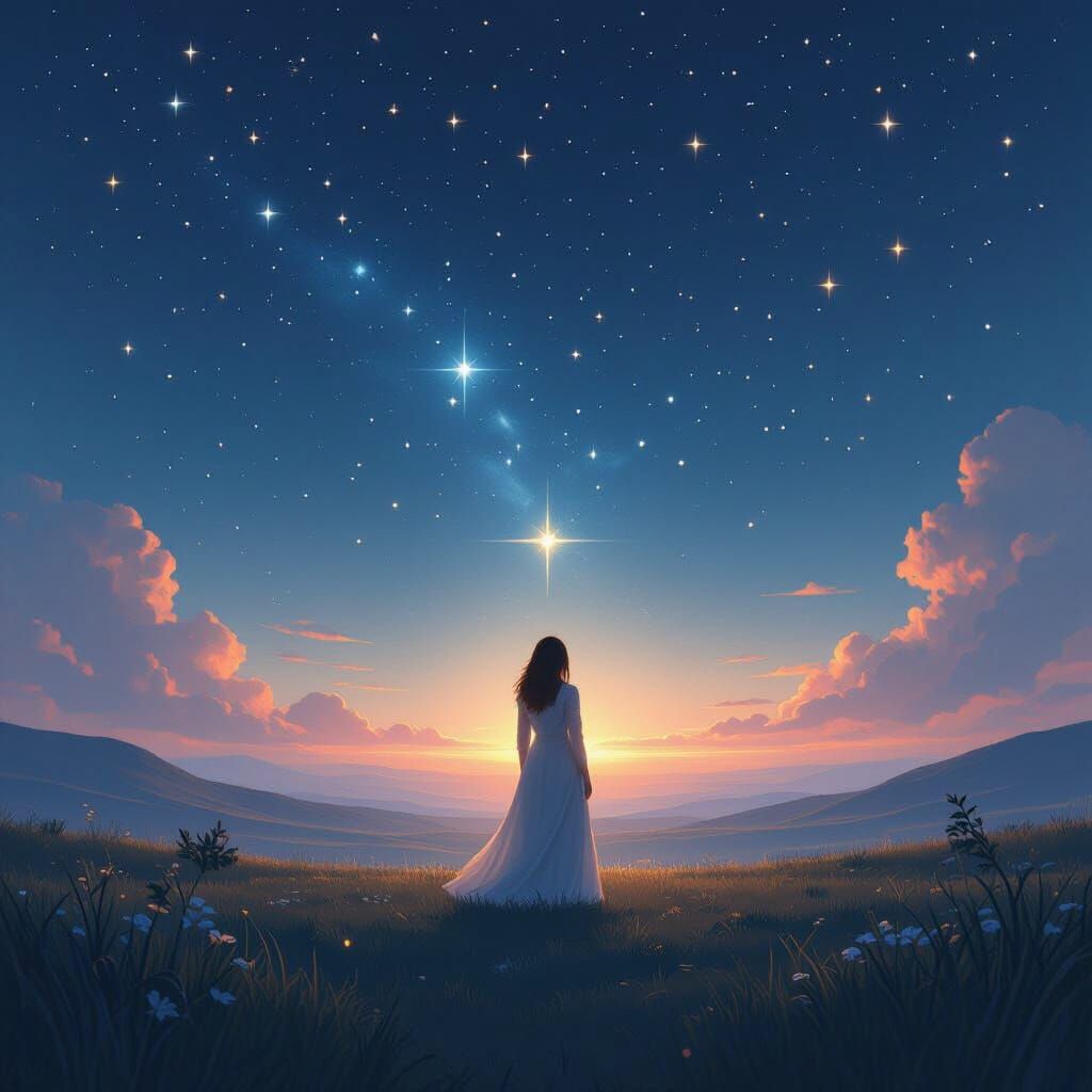 Ethereal Woman Embraces Divine Love in Dreamscape