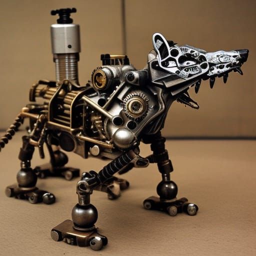 Steampunk Mechanical Wolves on the Hunt