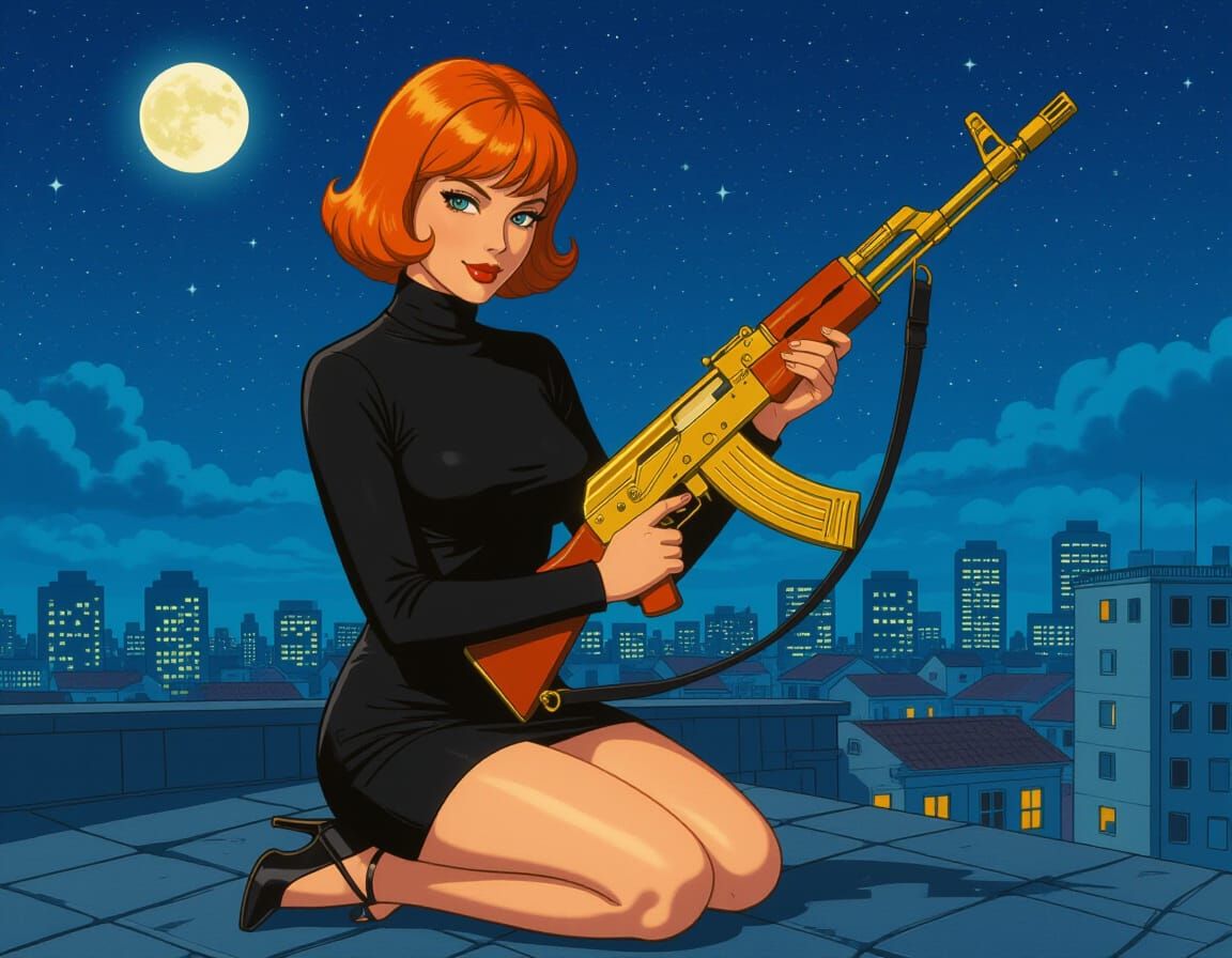 1960s Ginger Woman with AK-47 in Singapore