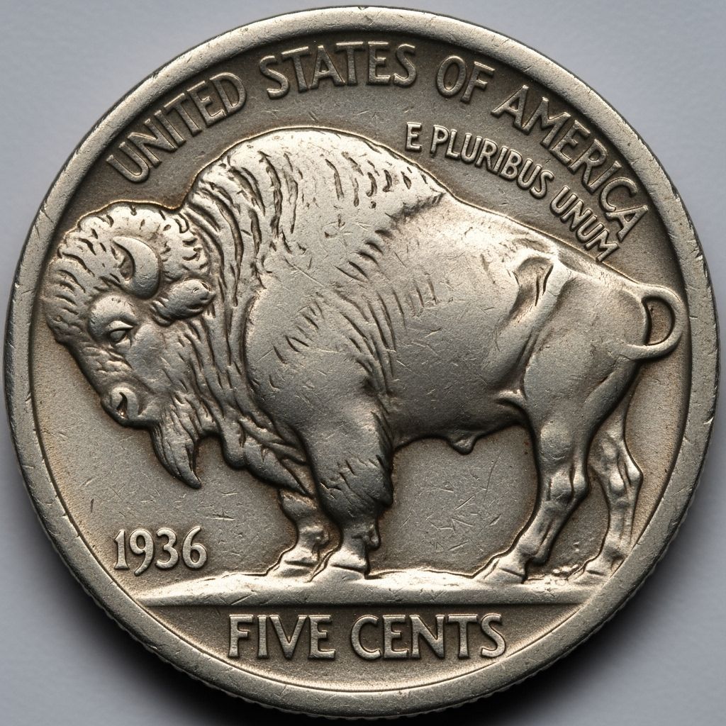1936 Indian Head Nickel Coin Close-Up