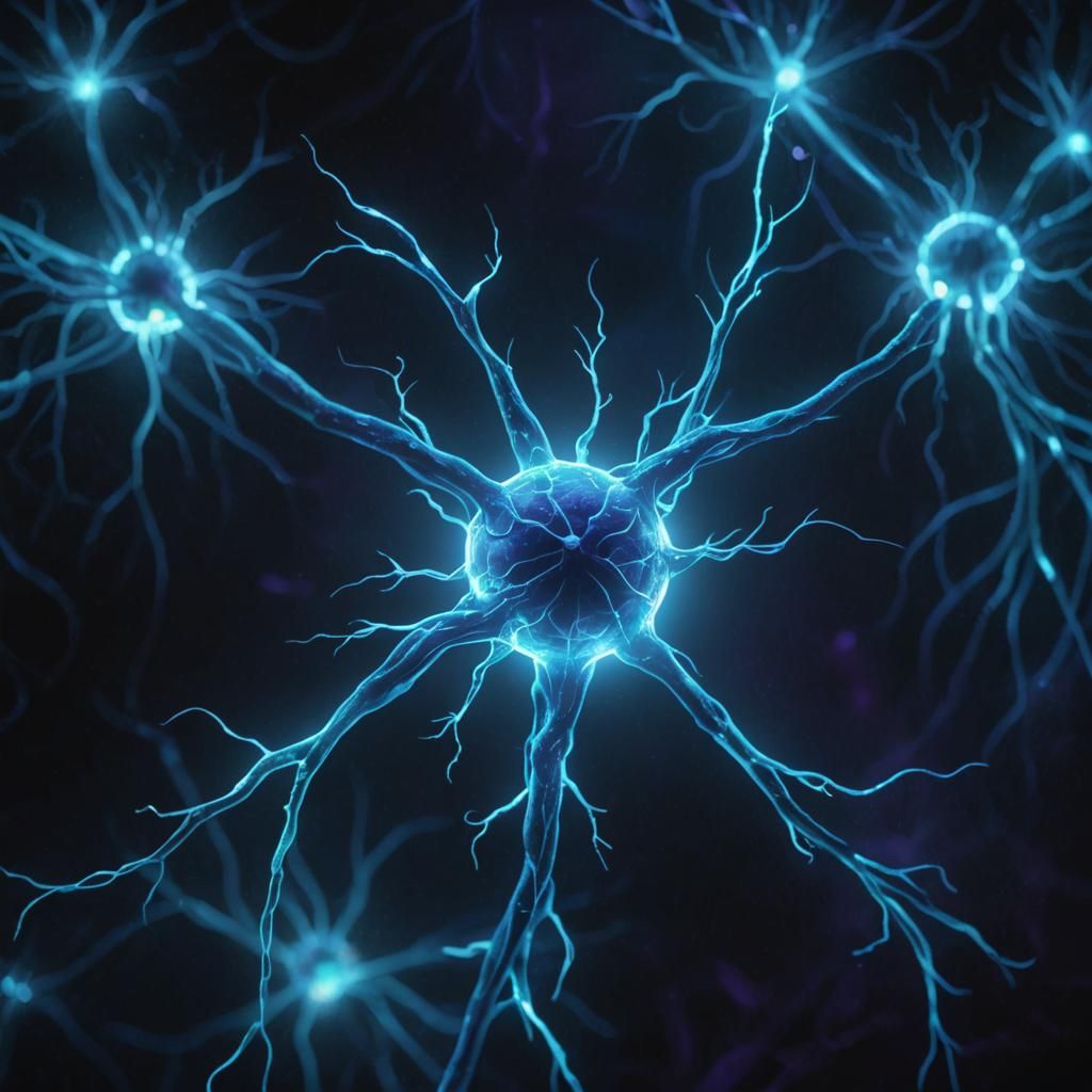 Bioluminescent Neuron Synapses in Electric Blue Concept Art