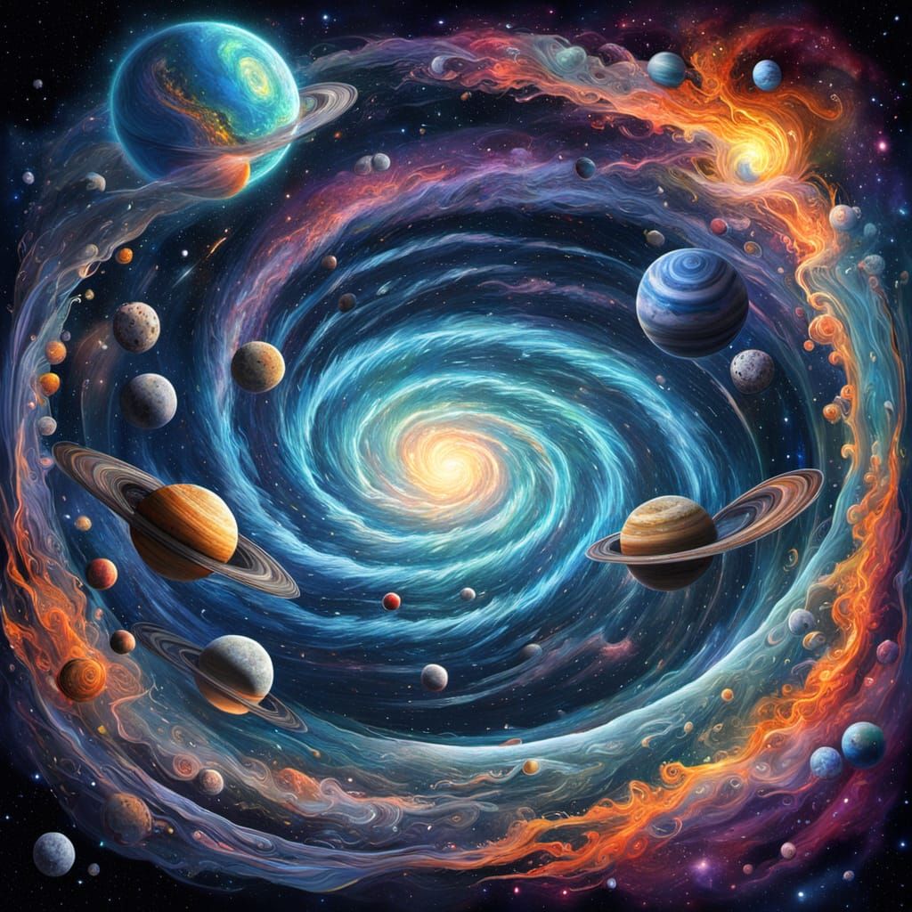 Cosmic Galactic Vortex with Astral Holographic Elements