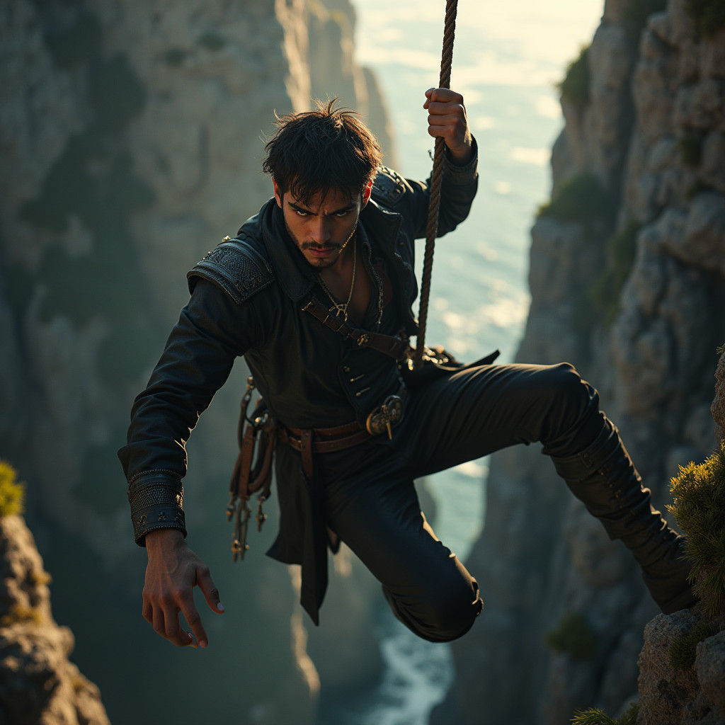 Medieval Assassin's Dramatic Escape: Action Photography