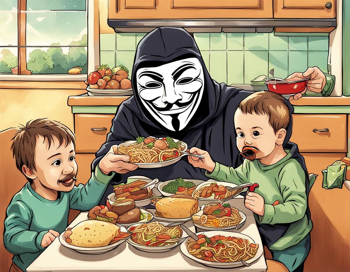 Cartoon Ray Stealing Food From Babies