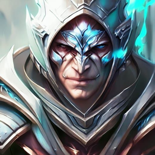 Frost Magic Warforged Portrait in Hyperdetailed Style