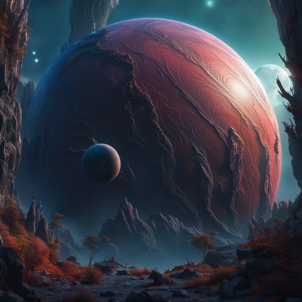 Detailed Planet Matte Painting in Deep Color
