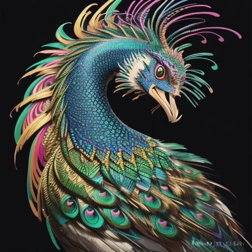 Woman with Dragon Serpent in Candy Landscape