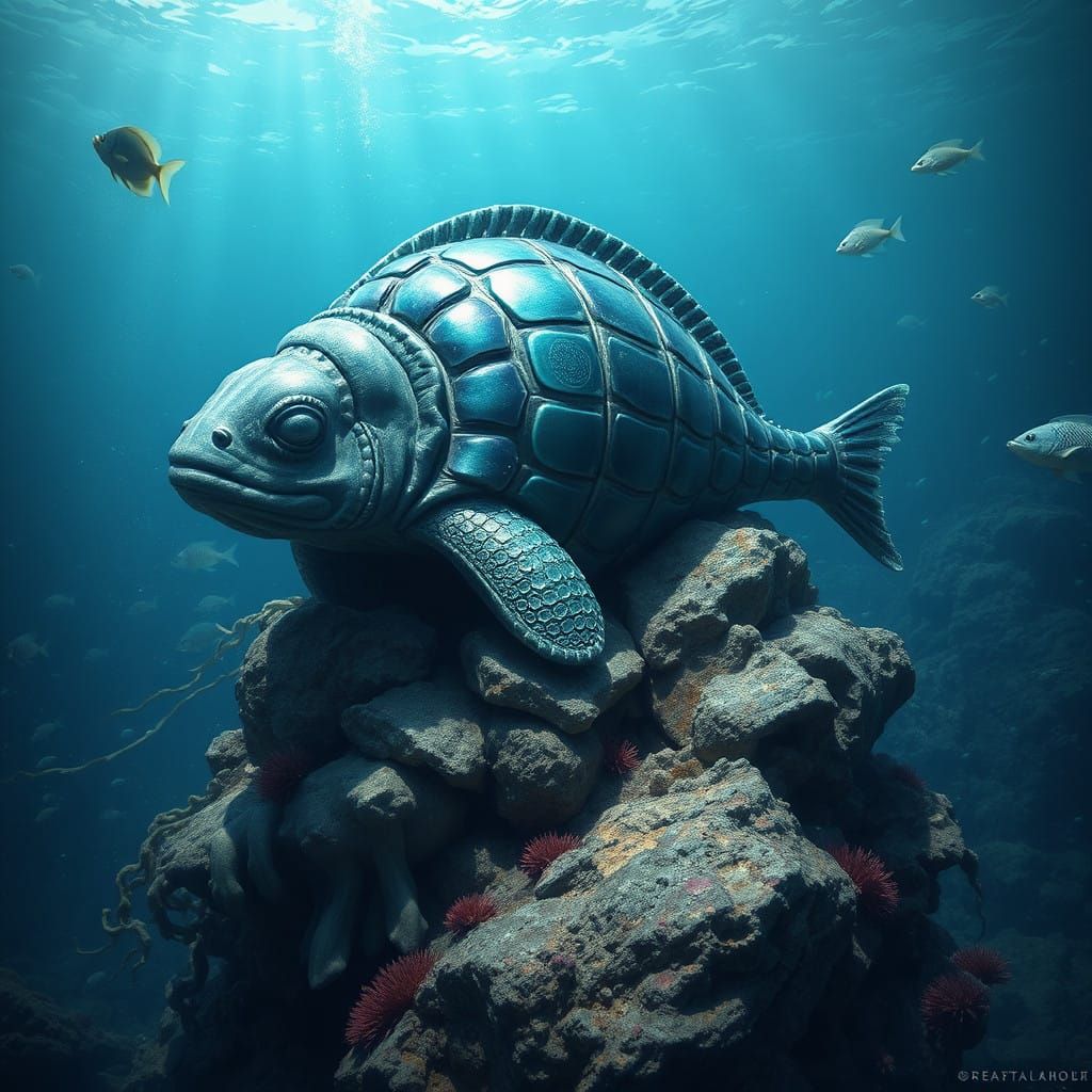 Surreal Underwater Seapock in Iridescent Armor