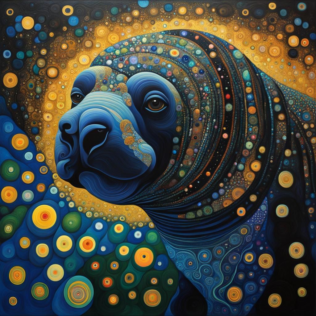 Ethereal Cosmic Manatee in Klimt Style