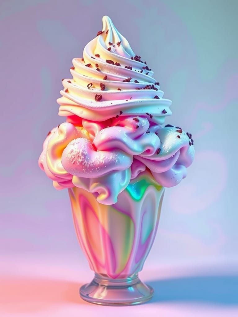 Rainbow Ice Cream Sundae: Surreal Digital Art