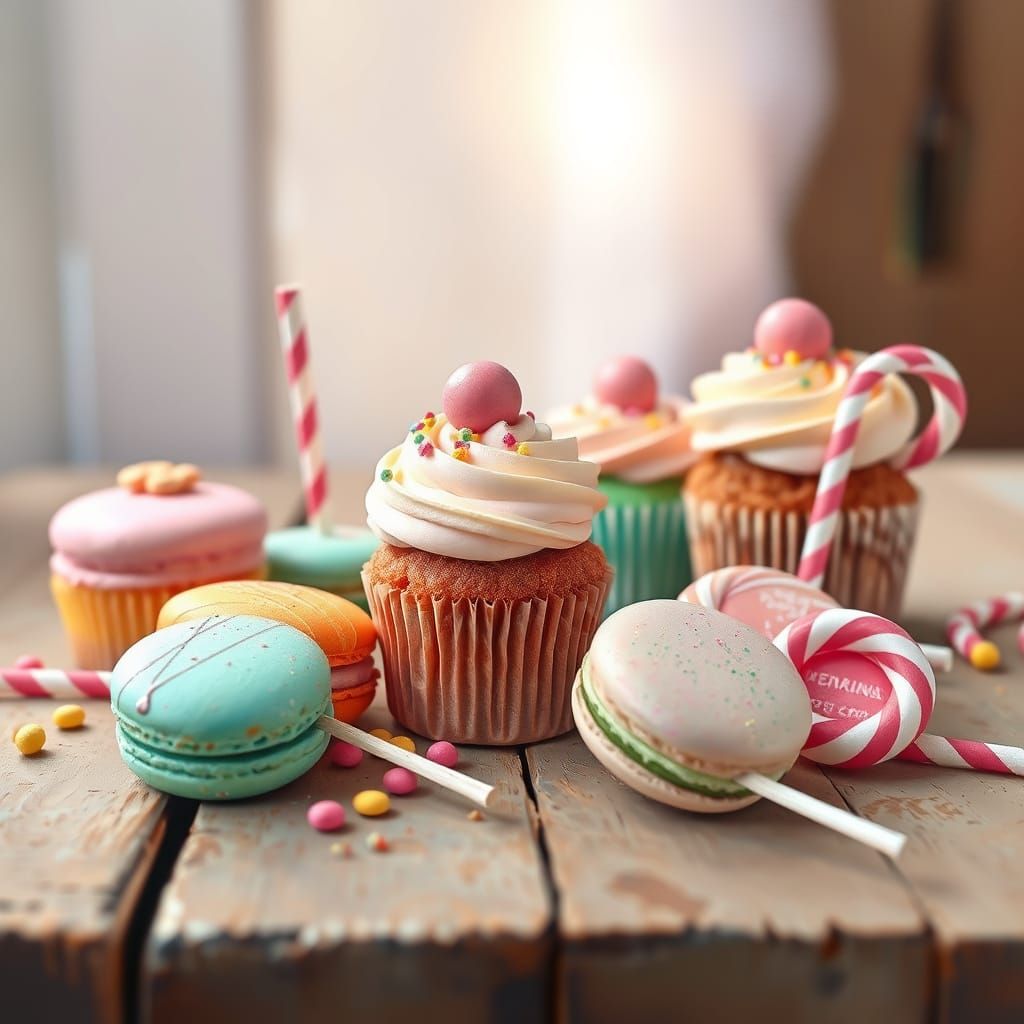 Whimsical Pastel Treats in a Distressed Wood Setting