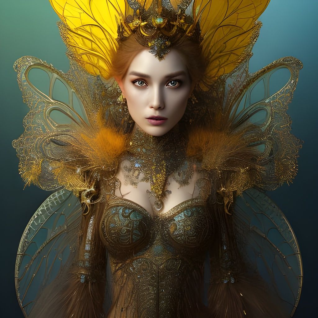 Majestic Fairy Queen in Yellow Jewel Armor