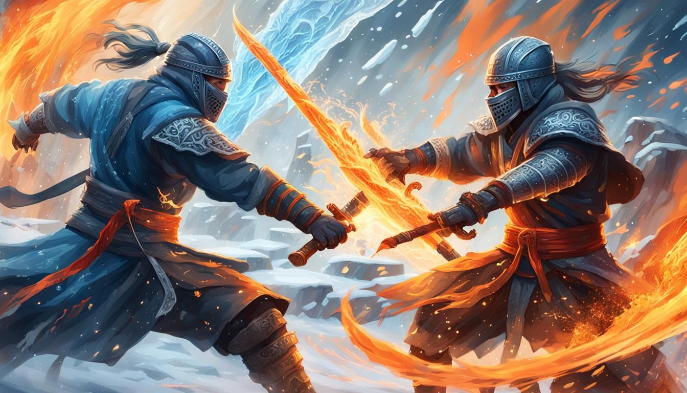 Epic Ice Ninja vs Fire Samurai Fight