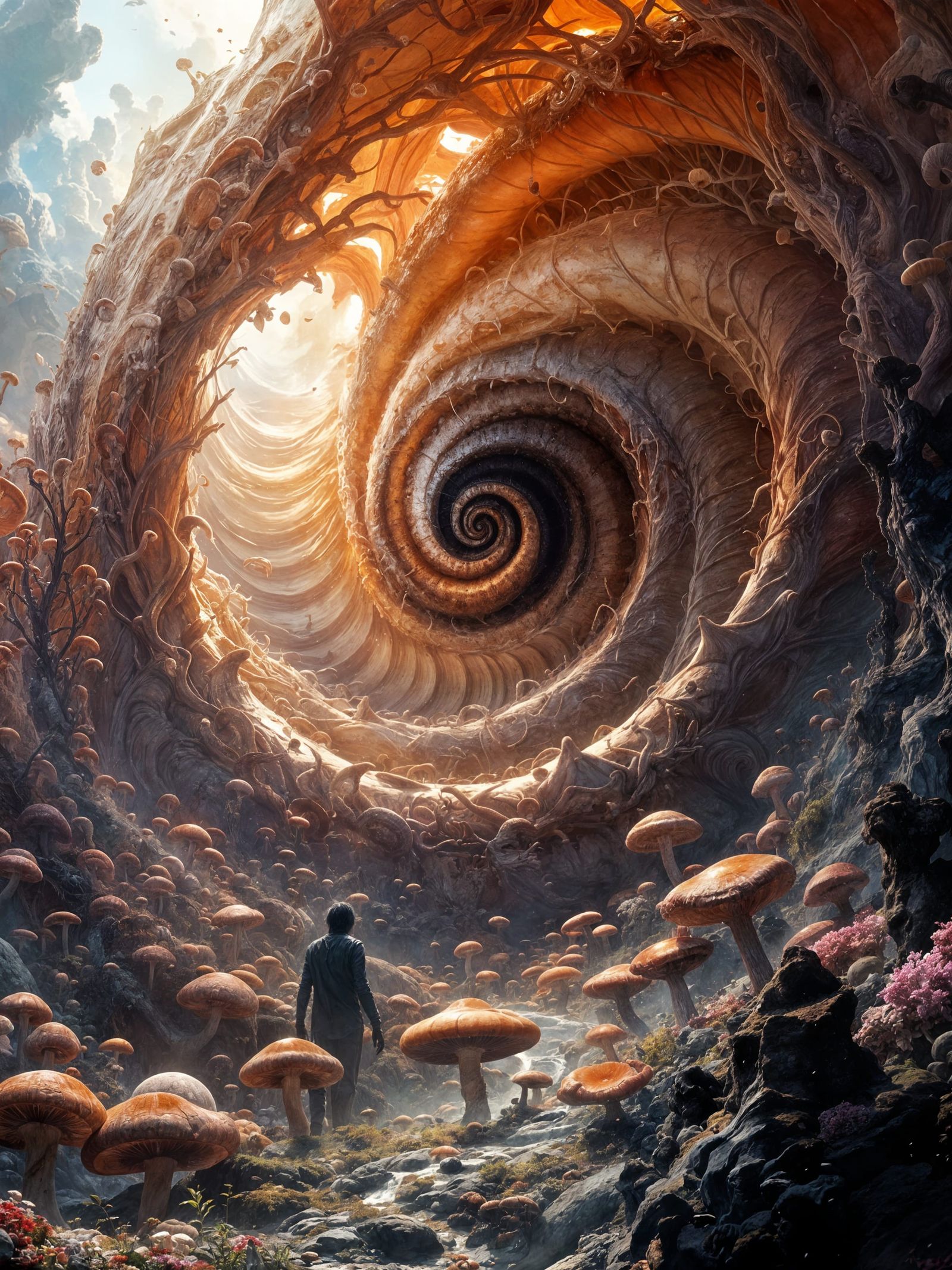 Colossal Snail with Ammonite Shell, in Sci-Fi Horror Style