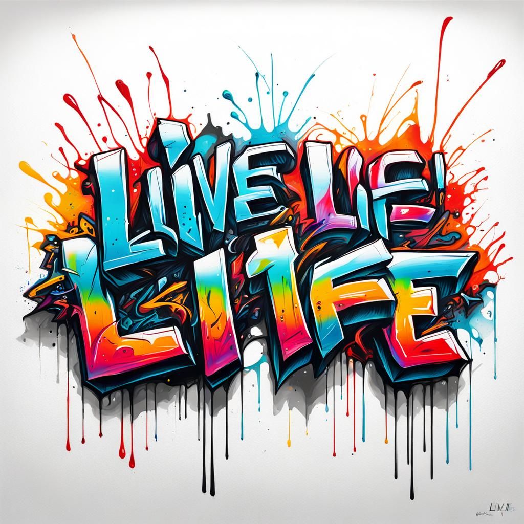 Vibrant Graffiti Art: Live Life on White Wall