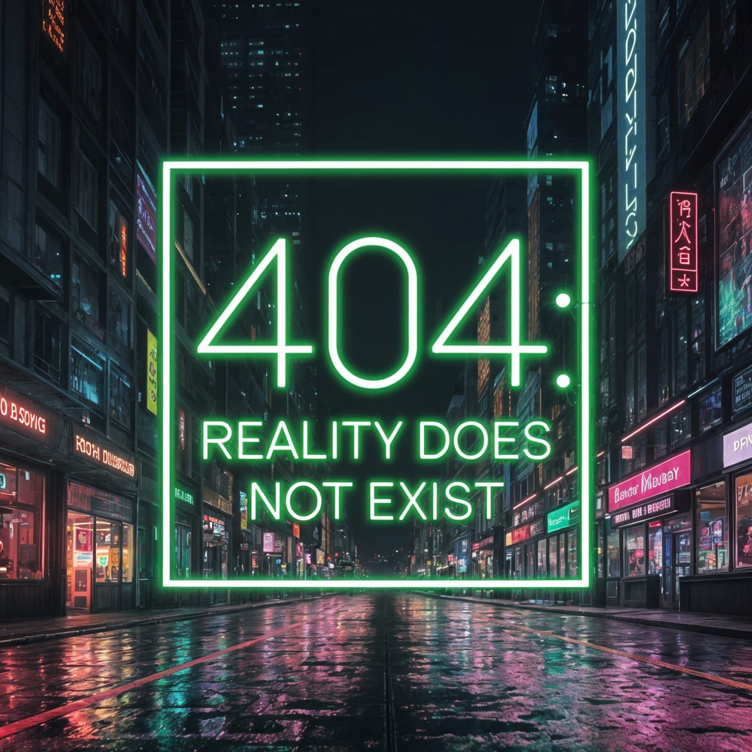 Surreal Futuristic Cityscape Illuminated by Neon Lights