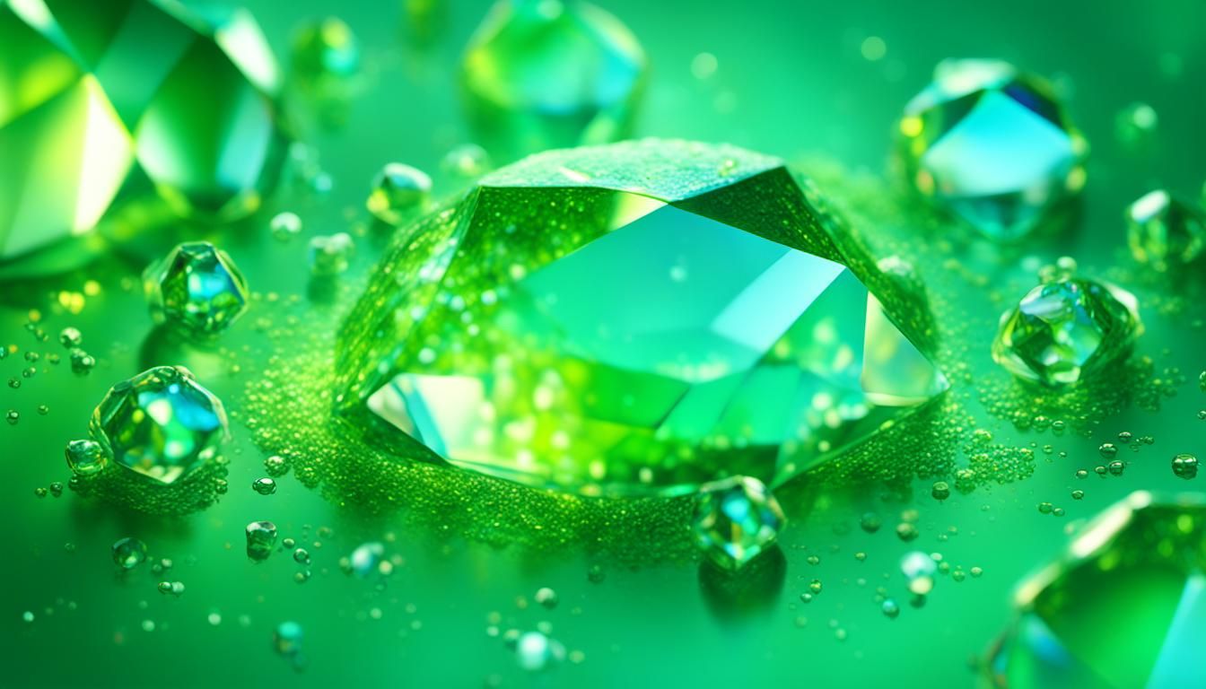 Green Peridot Micro Universe in Iridescent Oil Painting Styl...