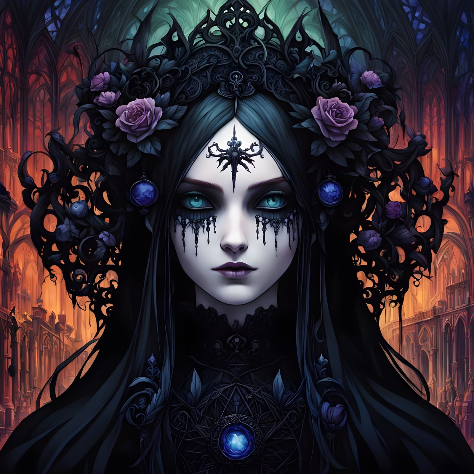 Mysterious Gothic Beauty in Ethereal Dark Academia Style