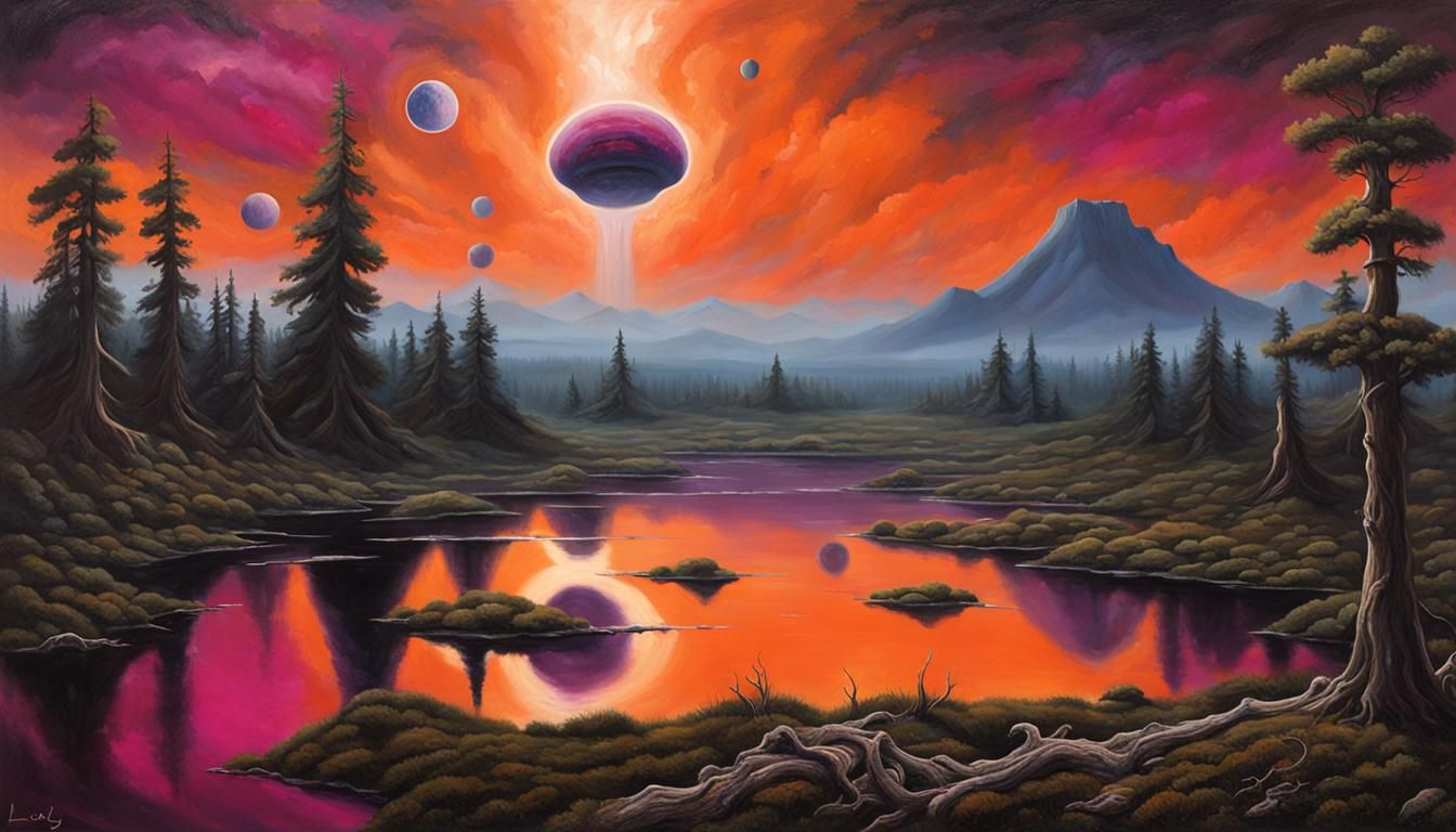 Alien Planet: An Oil Painting of a Distant World