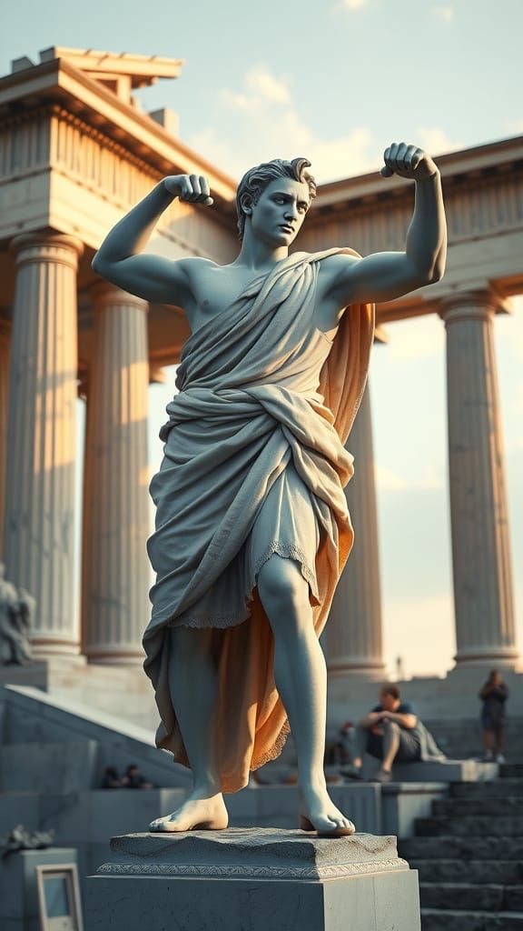 Classical Roman Warrior in Ancient Temple