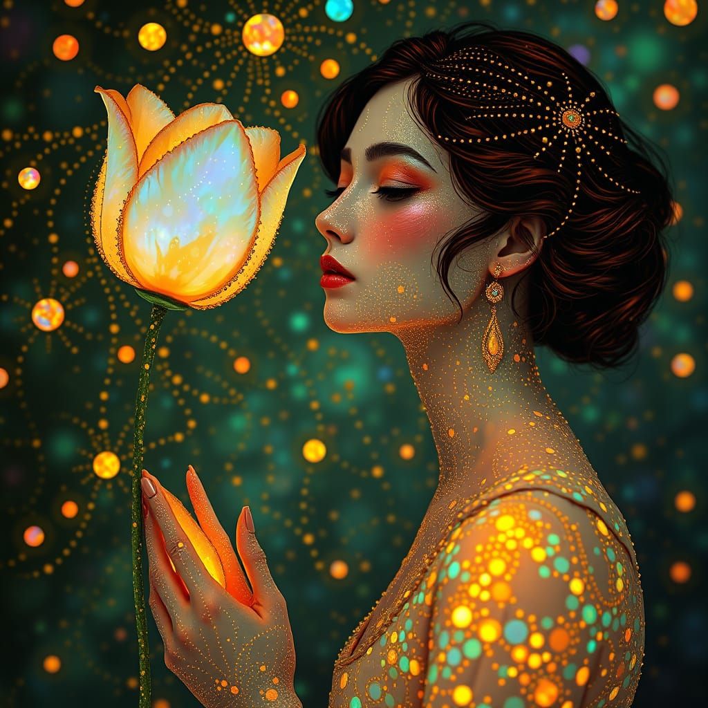 Whimsical Opal Goddess in Dreamlike Splendor