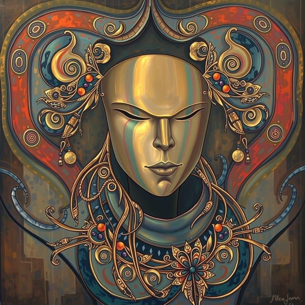 Abstract Expressionism with Iridescent Swirling Patterns