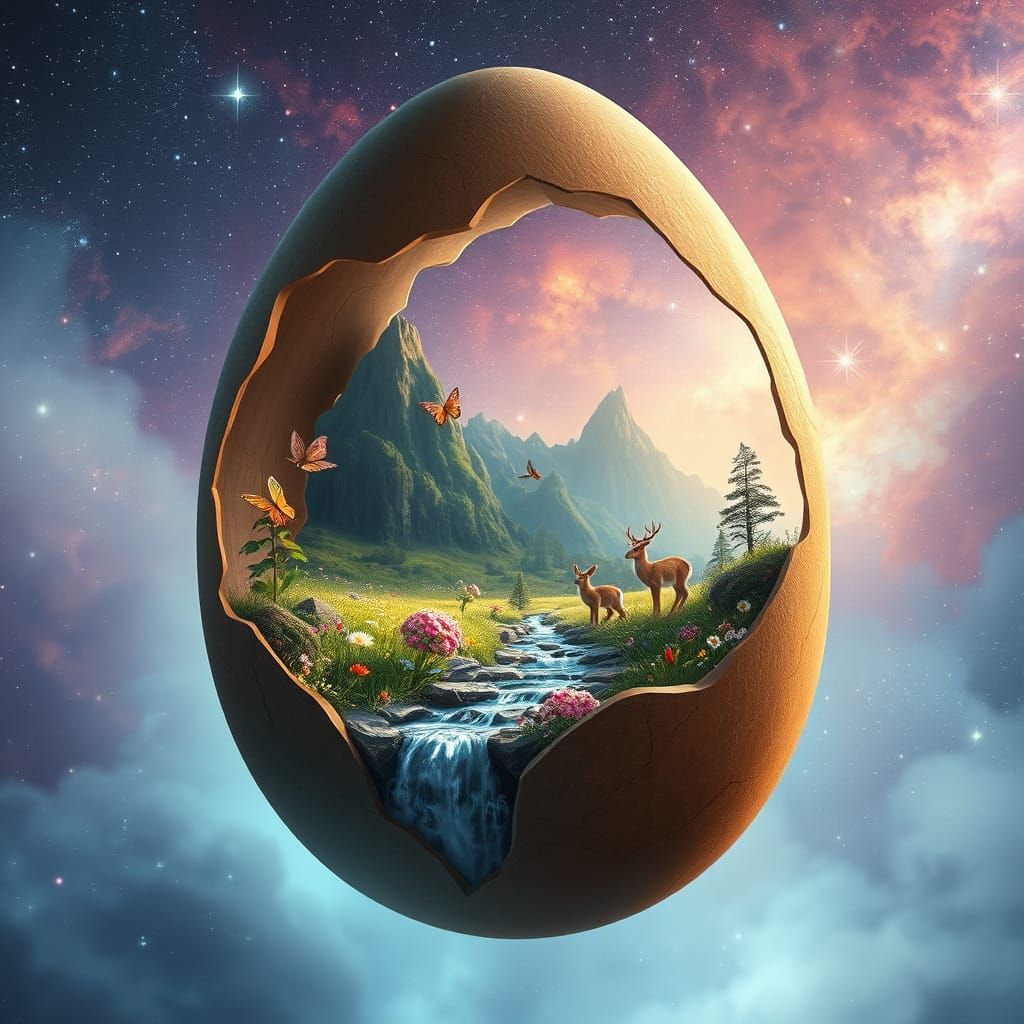 Enchanted Landscape Inside a Celestial Egg