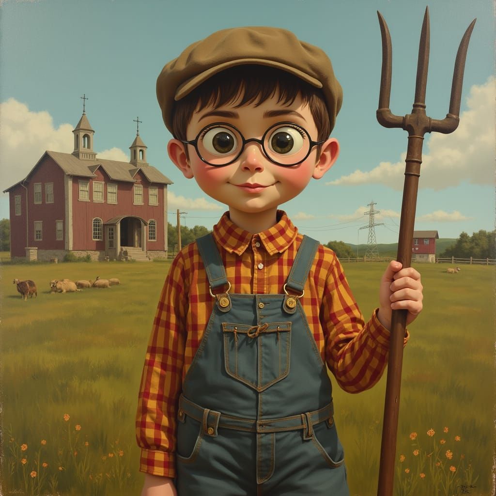 Harry Potter in the Style of American Regionalist Art