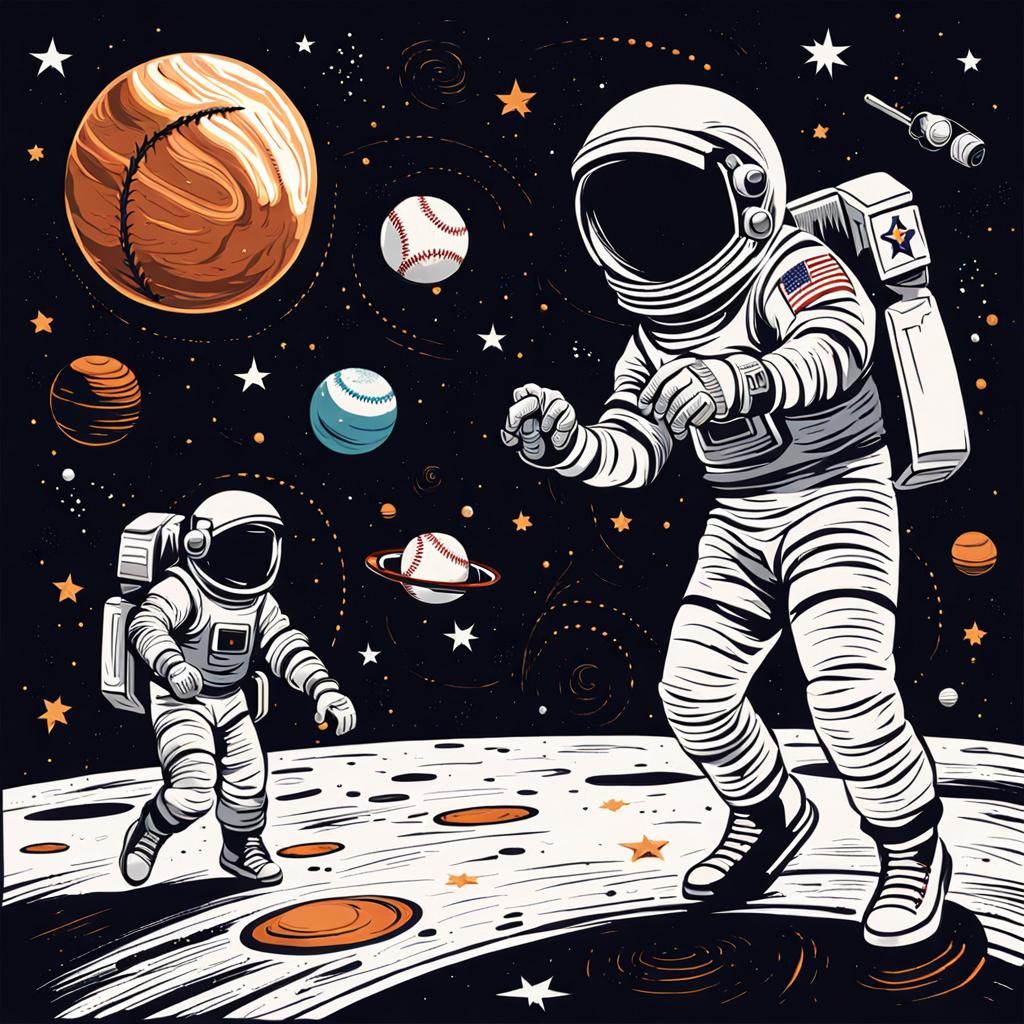 Astronauts Play Baseball in Outer Space