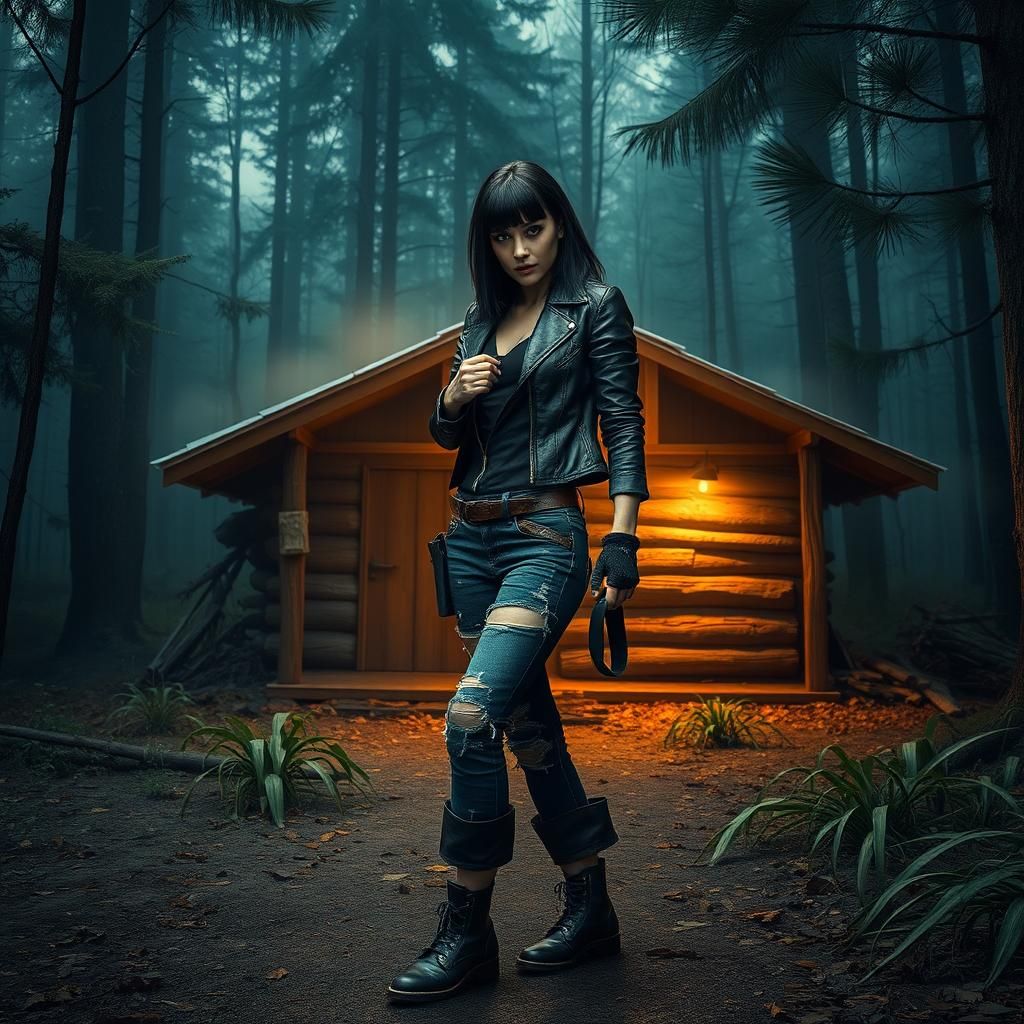 Mysterious Woman in Forest Cabin, Fantasy Concept Art