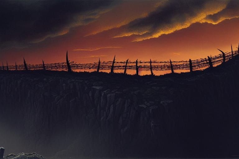 Post-Apocalyptic Barbed Wire Fence Digital Matte Painting