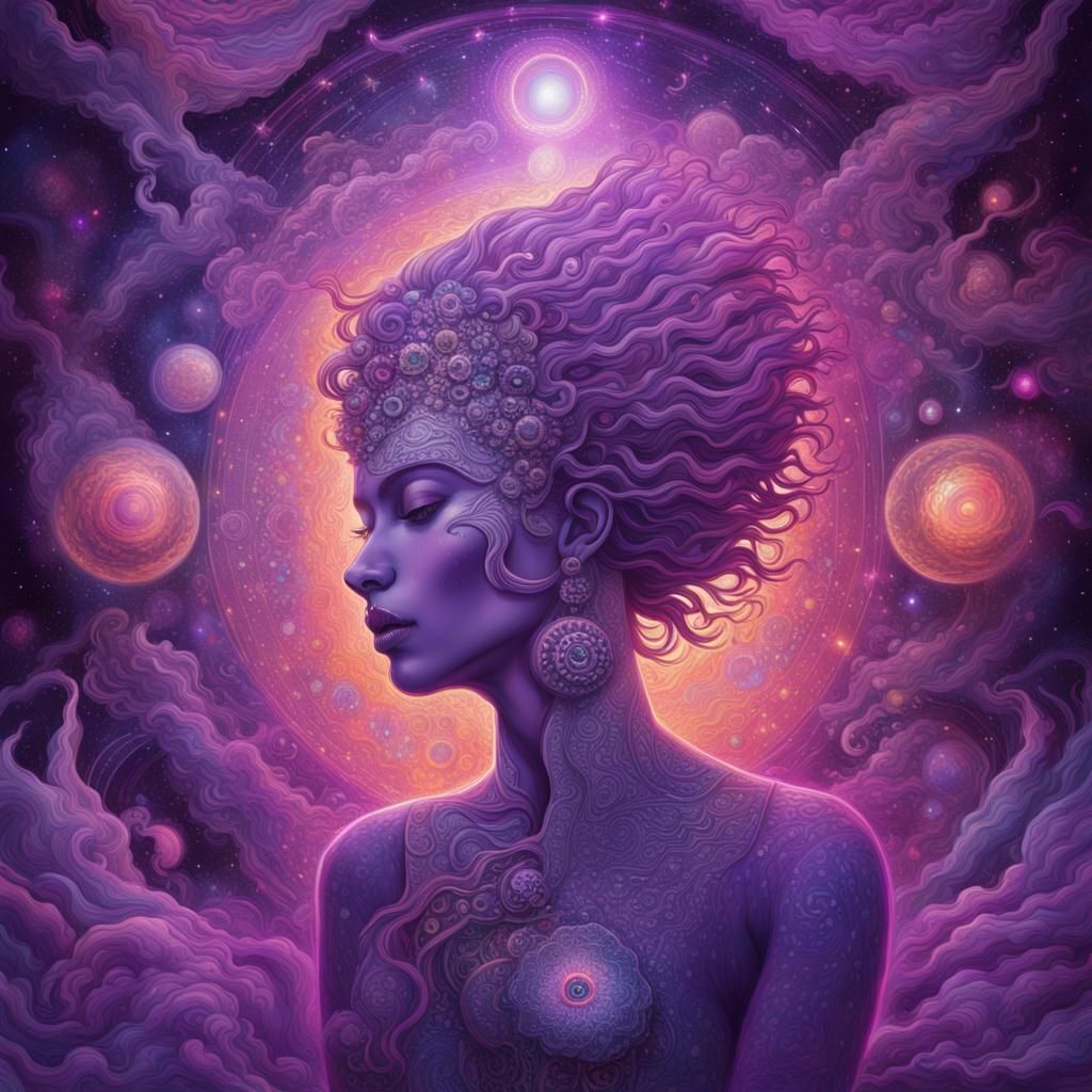 Holographic Purple Haze Astral Cosmic Illustration