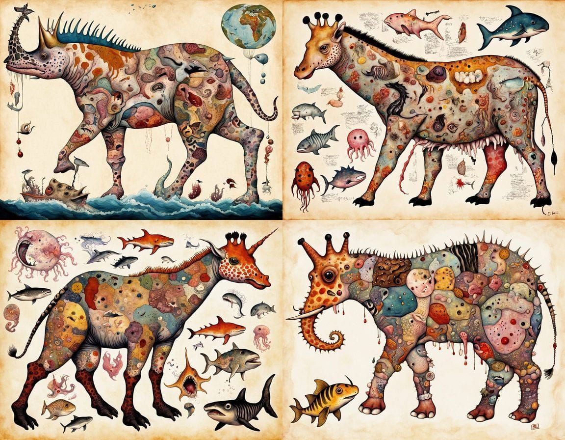 Surreal Kawaii World Map of Mutant Animals