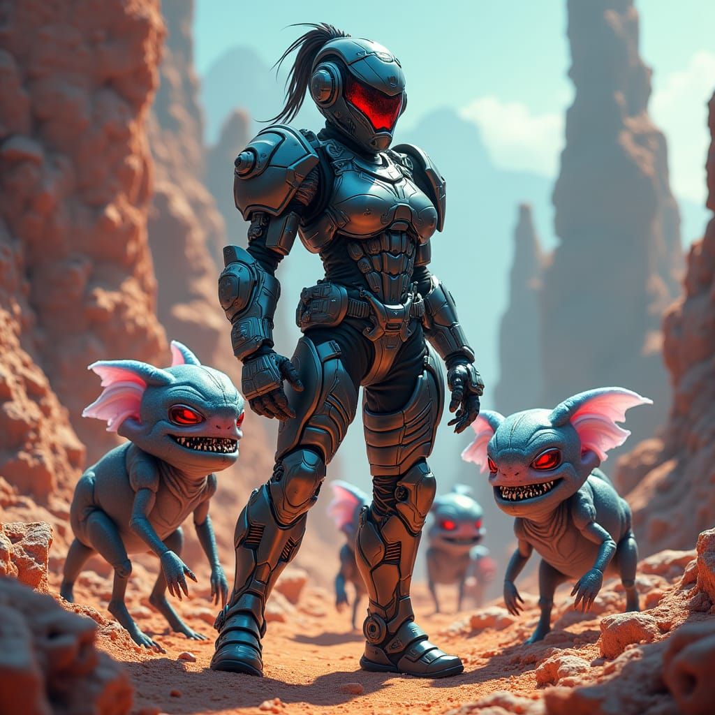 Heroic Space Marine on Alien Planet