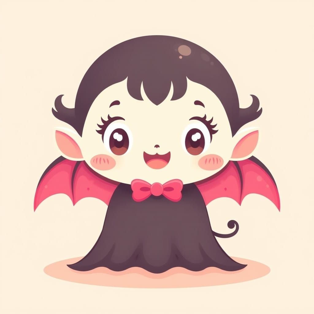 Cute Cartoon Vampire with Bowtie in Digital Art