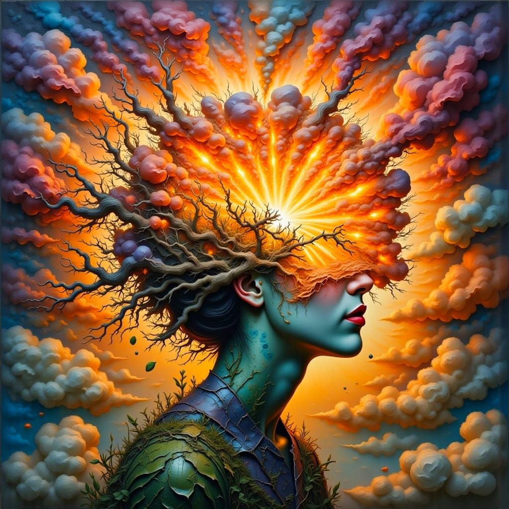 Cosmic Idea Born from Supernova in Mixed Media