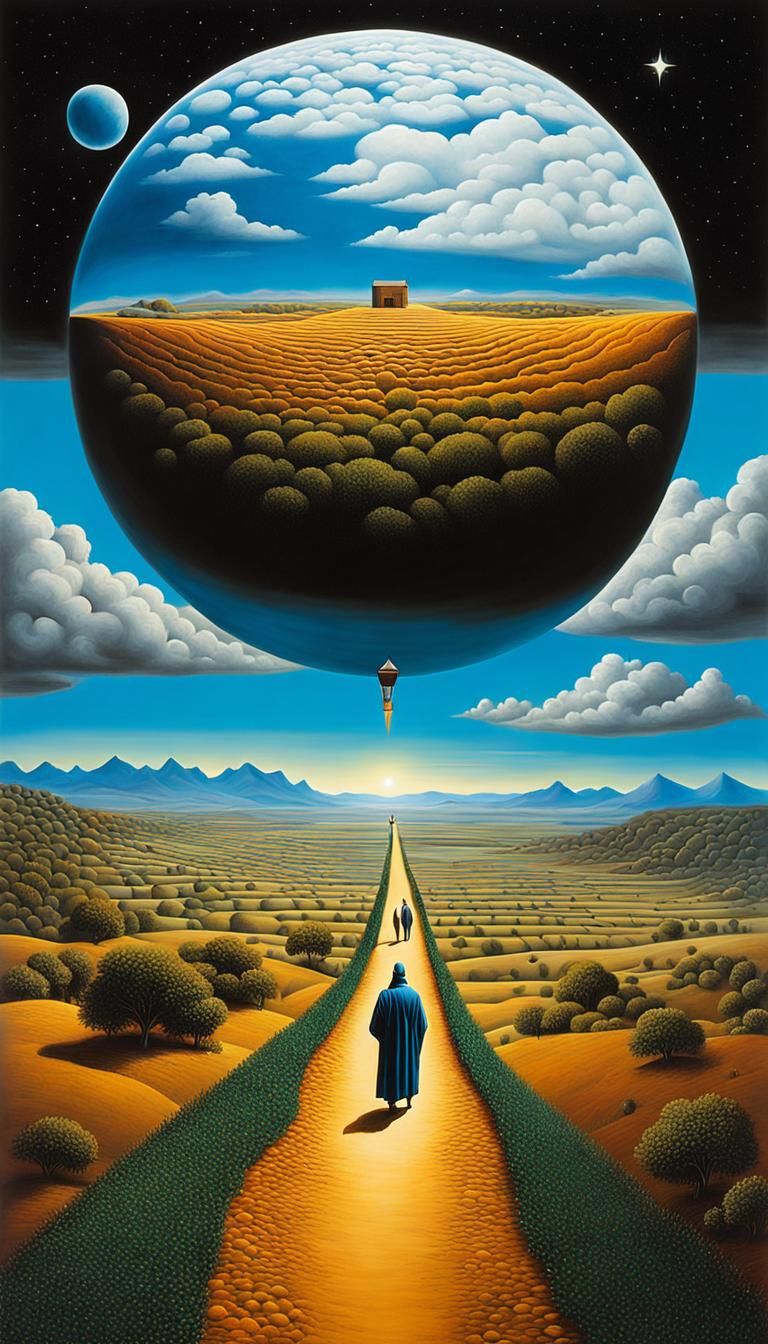 Abraham's Journey: Surreal Mixed Media Artwork