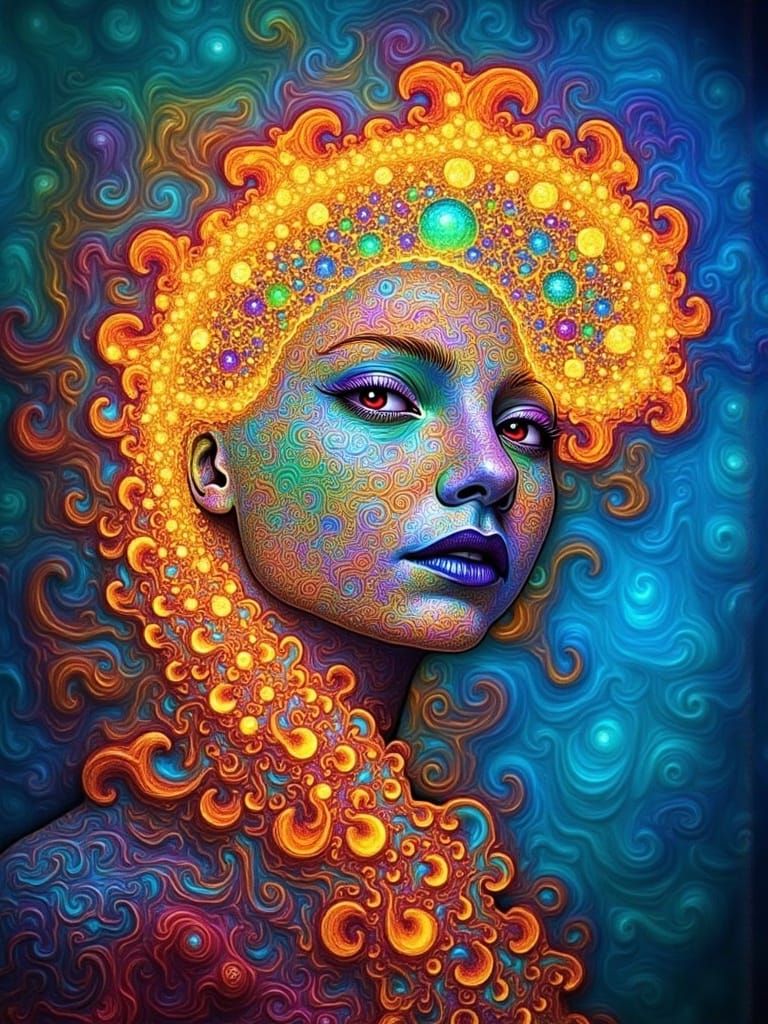 Bioluminescent Fractal Sea Creature in Surrealist Style