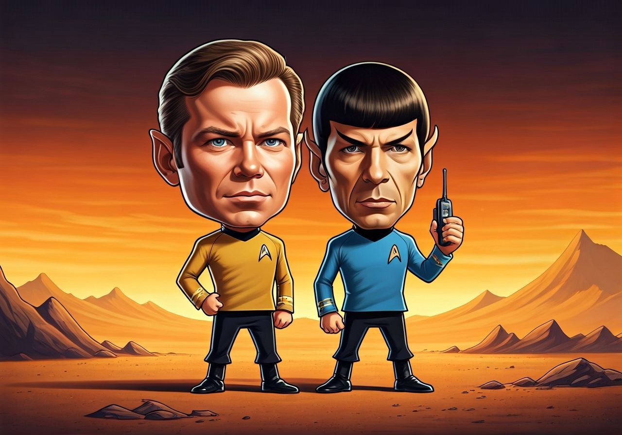 Chibi Kirk and Spock on Alien Planet