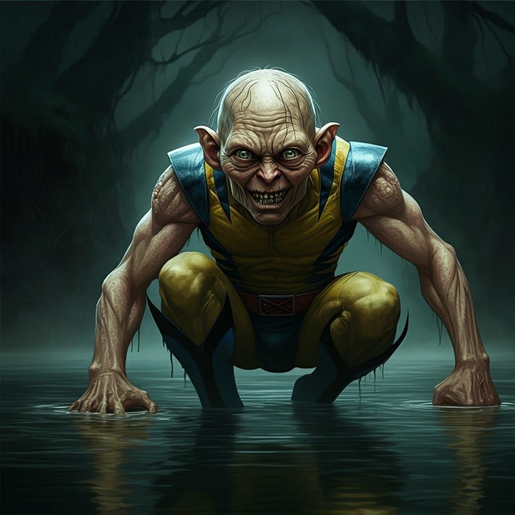 Gollum as Wolverine in Dark Expressionist Style