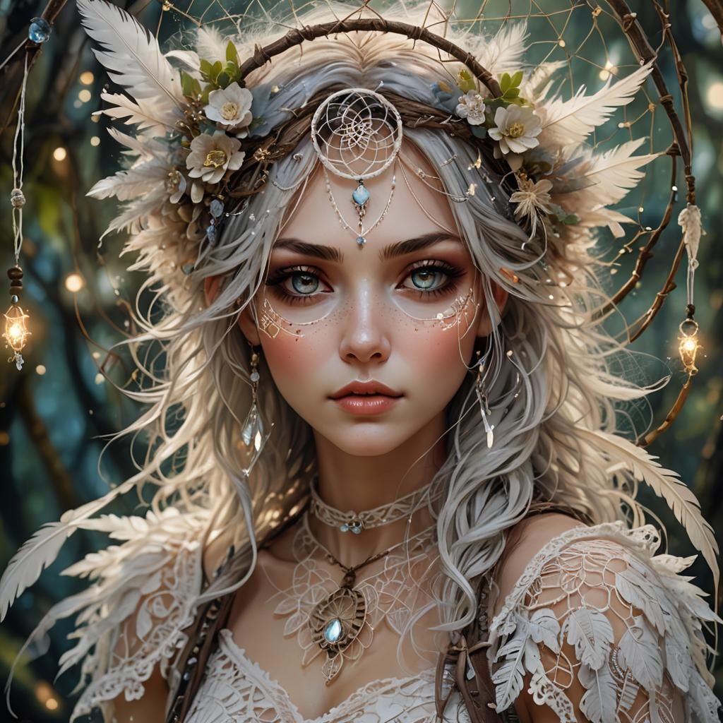 Whimsical Dreamcatcher Pixie in Digital Painting Style