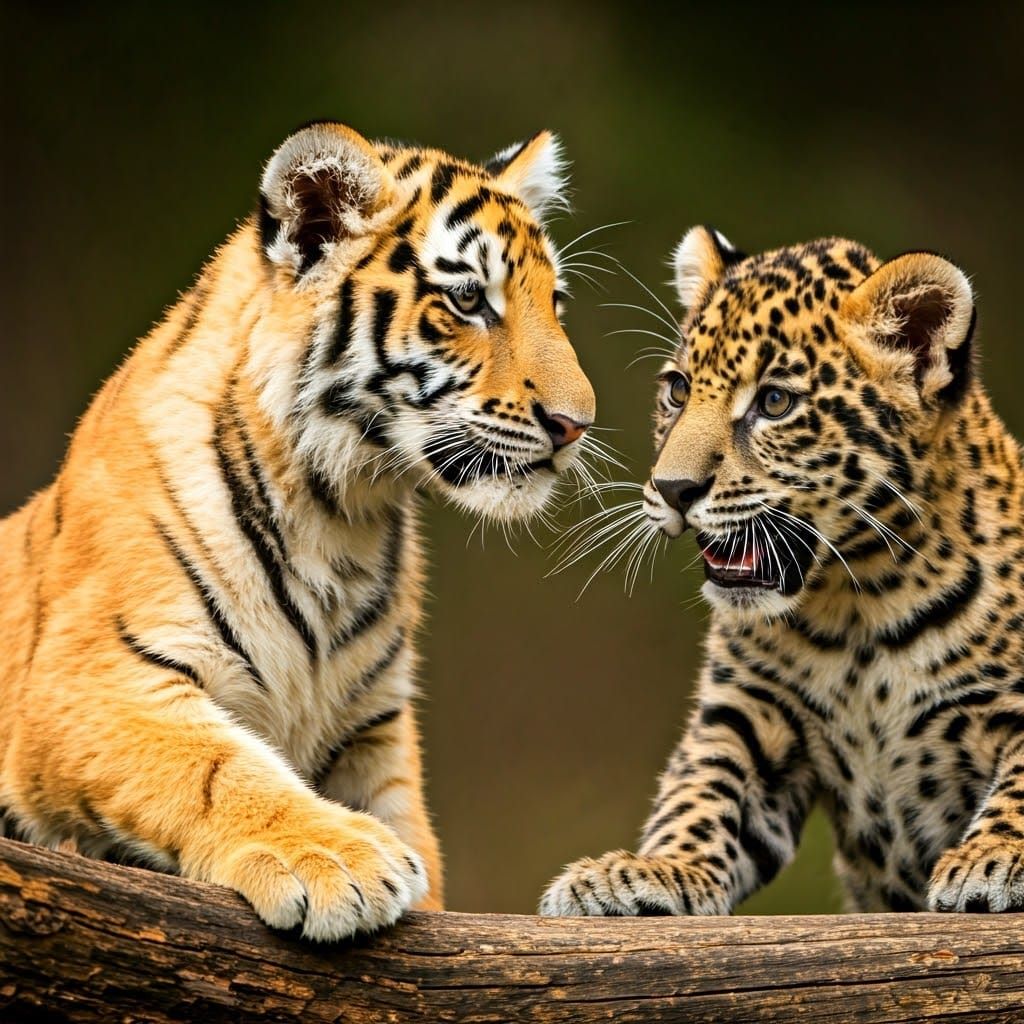 Big Cats Playful Friendship in Vibrant Colors