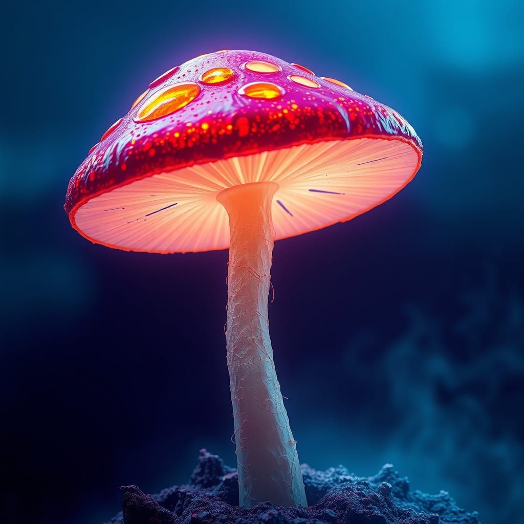 Surreal, Glowing Alien-Inspired Mushroom in a Dreamlike Land...