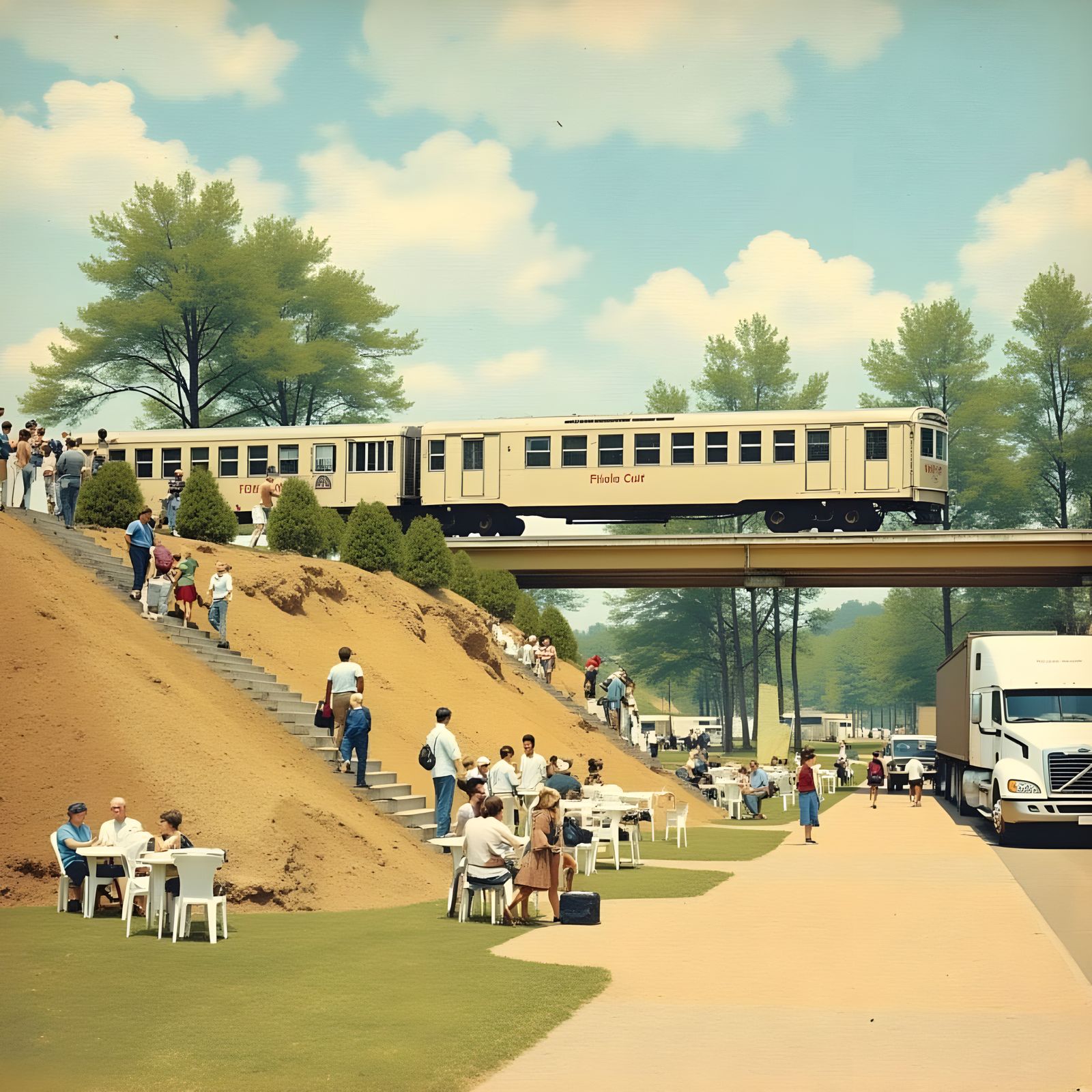 Suburban Train Station in Sunny Daylight