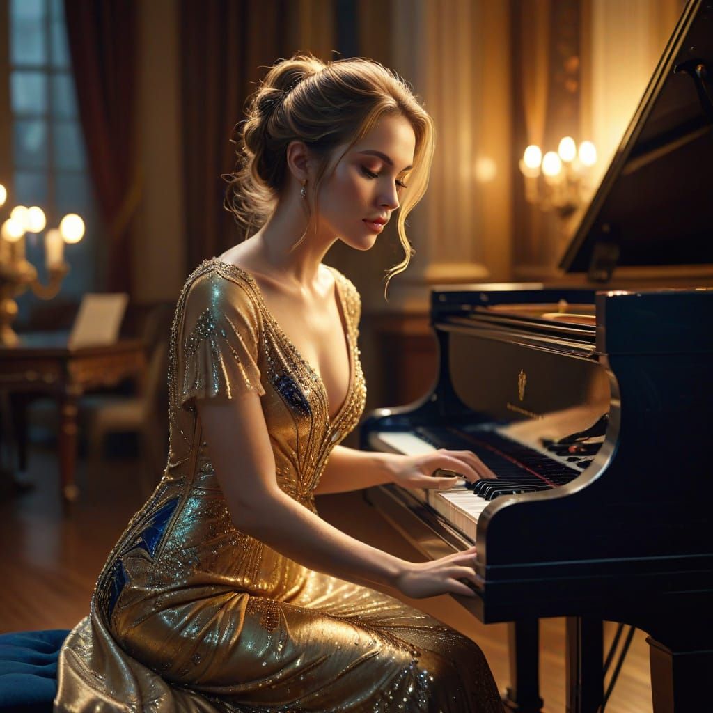 Impressionist Portrait of Torrey Amos in Concert Hall