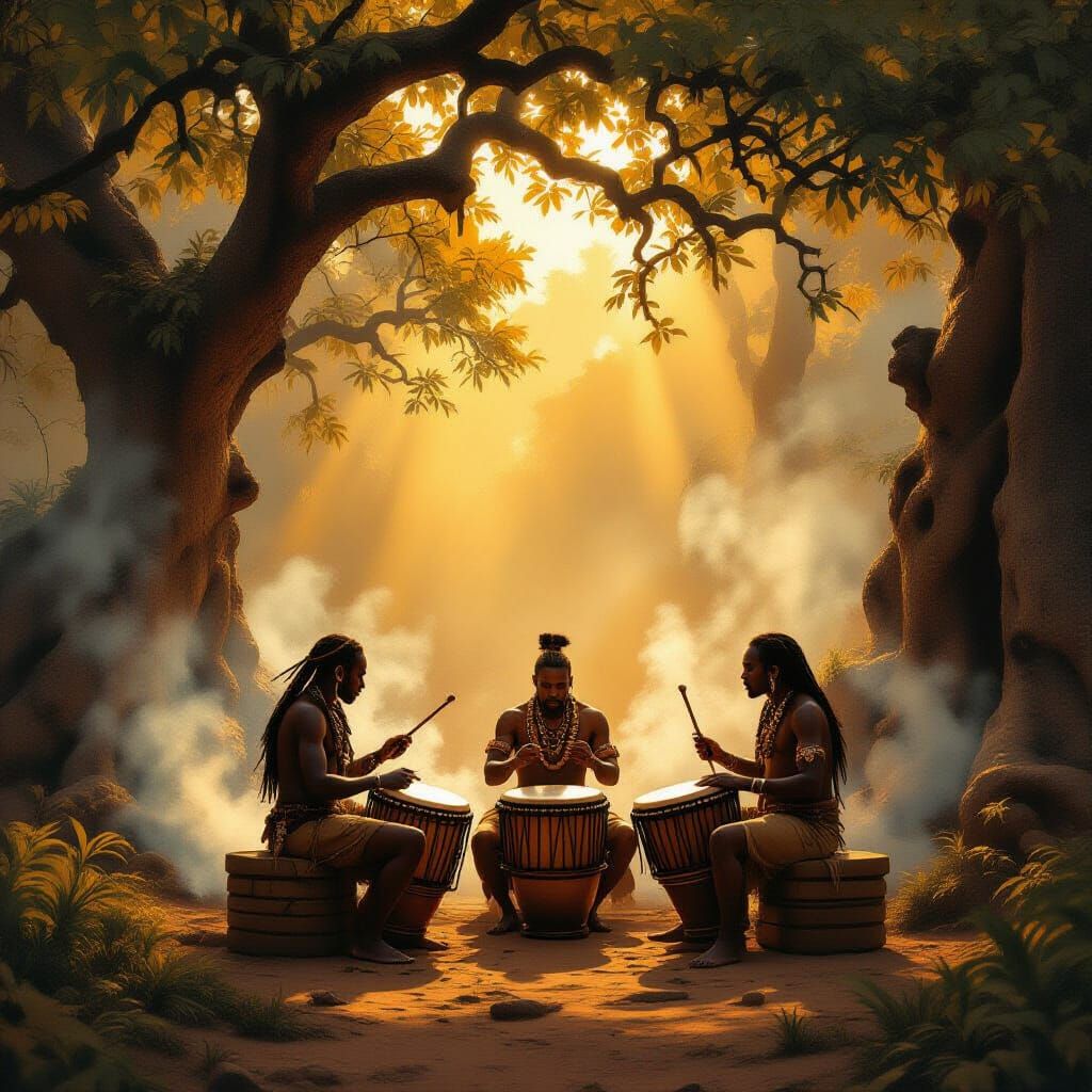 Mystical African Drums in Golden Light