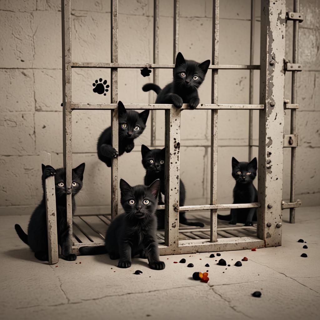 Kittens' Paw Print Party in Jail Cell